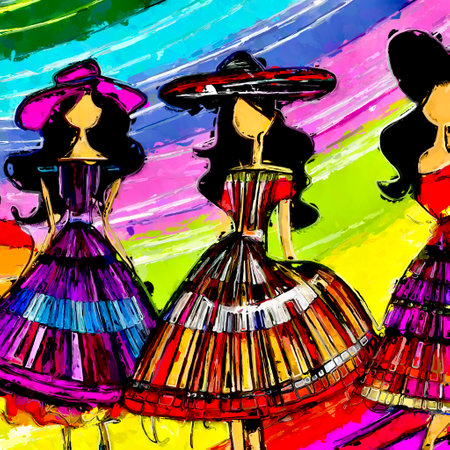 The Artistic Reverie of Women Fashion Exploring the Intricate Line based Masterpieces in the World of Style generative ai illustrationの素材