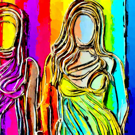 The Artistic Reverie of Women Fashion Exploring the Intricate Line based Masterpieces in the World of Style generative ai illustrationの素材