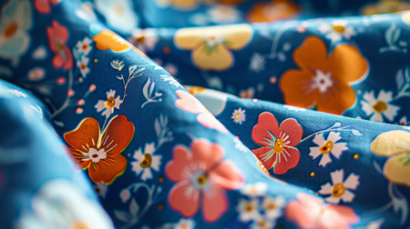 Close-up of a colorful floral pattern on a textured fabric, highlighting design details. generative aiの素材