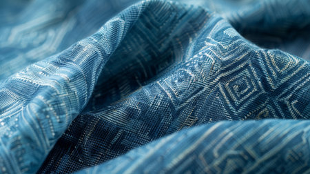 Close-up view of a shibori fabric pattern showcasing the art of Japanese dyeing techniques. generative aiの素材