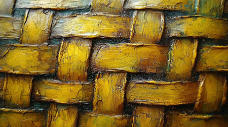 This close-up captures the intricate details of a woven material, showcasing textured layers and rich colors. Perfect for design inspiration or artistic projects.の素材