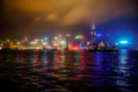 Colorful light from the light building in the capital. Abtract blur, out focus, Nearsightedness is not clear.の写真素材