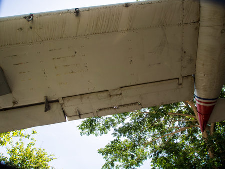 A aircraft wreck military (War) Rusty was parked in the leave it for the temple.