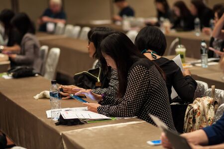 The conference and convention centers Attended the International Conference on the World Conference. Abstract blur.のeditorial素材