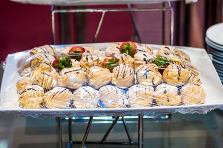 Sugar flavors and sweets for tea or coffee are located inside the auditorium. There are national conferences. At break timeの写真素材
