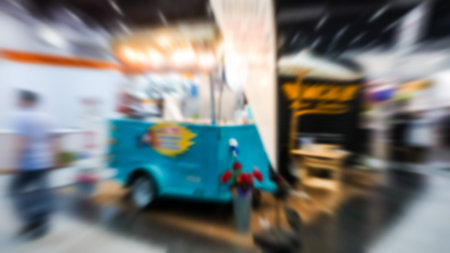 The trade fair, booth selling cheap goods from the manufacturer. A game show and giveaways. Abstract...