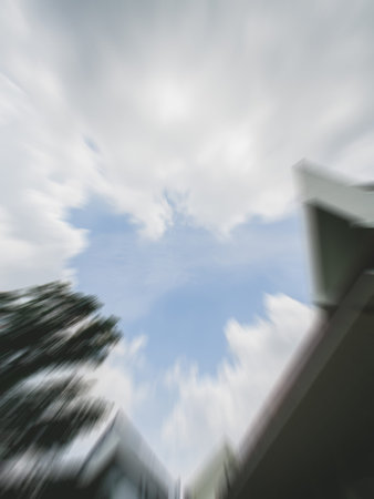 The sky above the temple in Thailand with spectacular colors. A abstract image blur.