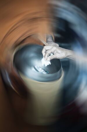 Merciful offering food to the monks in temples on religious holidays.Abstract image blurの写真素材