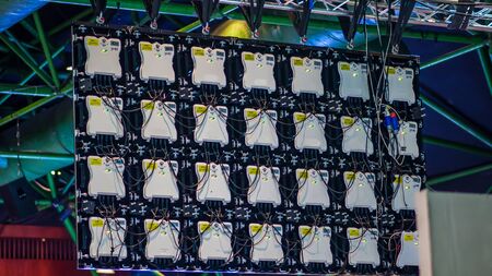 The back of the LED screen used to broadcast from the conference room to the outside.の写真素材