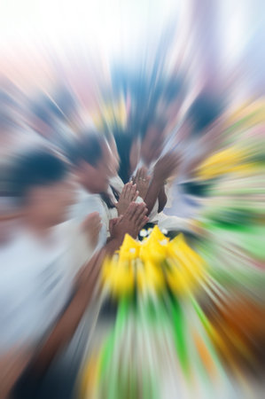 Buddhist monks receive food from the food to the people who have come forward in large measure, is...