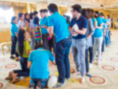 Meetings and activities, walk rally, recreation activities, walk rally activities to create relationships. To the staff in the agency.Optimize performance. Abstract image blur.の写真素材