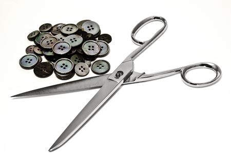 scissors and buttomsの写真素材