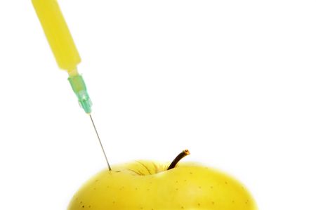 gmo  green apple on a white backgroundの写真素材