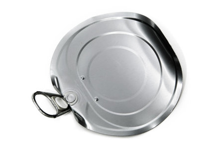 grey tin cap on a white background
