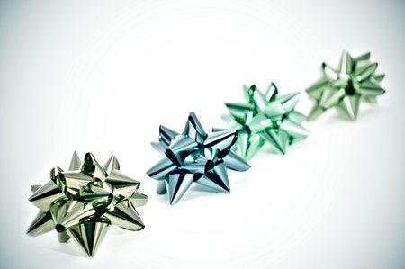  colored christmas ornaments on a white background 