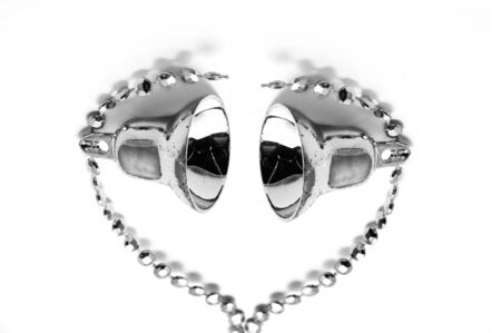  colored christmas heart on a white background の写真素材