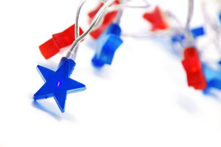  colored christmas stars on a white background の写真素材