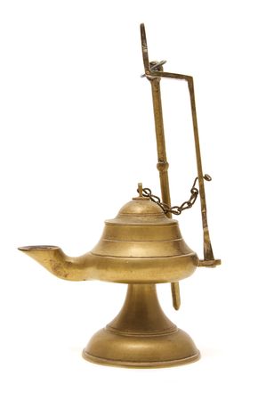 isolated ancient lamp oil on a white backgroundの写真素材