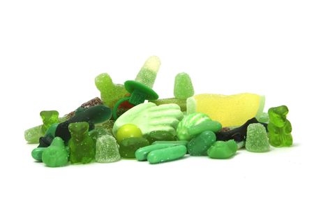 pile of candy on a white backgroundの写真素材