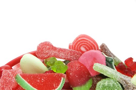 pile of candy on a white backgroundの写真素材