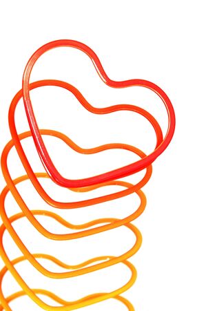 colored hearts on a white backgroundの写真素材