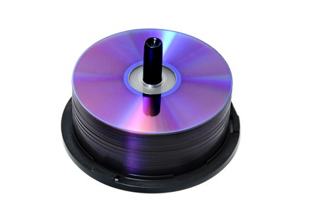 a CD, CD-ROM, DVD spool isolated on a white backgroundの写真素材