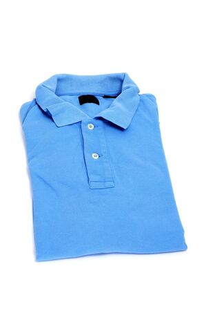 a blue polo shirt isolated on a white backgroundの写真素材