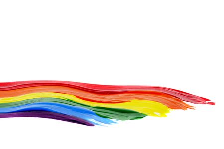 a rainbow flag painted on a white backgroundの写真素材