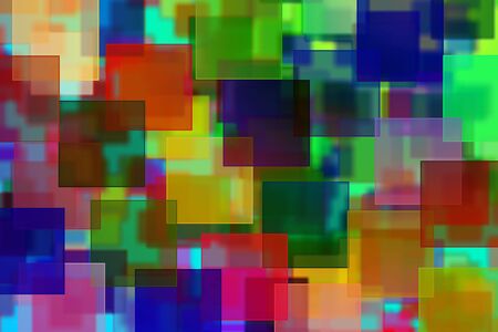 background of many squares of different colors and sizesの写真素材