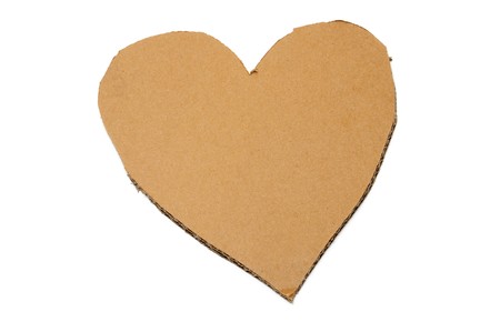 a cardboard heart isolated on a white backgroundの写真素材