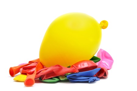 close up of different primary colors balloonsの写真素材