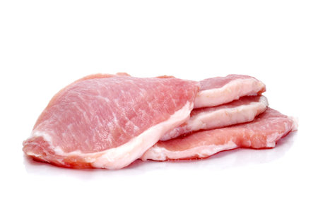 some slices of tenderloin isolated on a white backgroundの写真素材