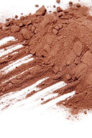 cocoa powder isolated on a white backgroundの写真素材