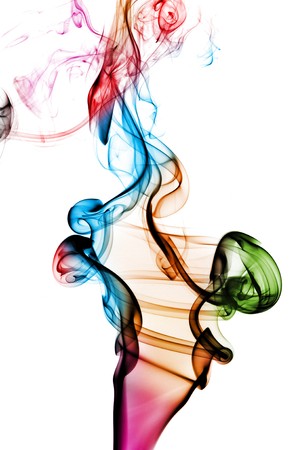 colored smoke isolated on a white backgroundの写真素材