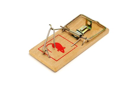 a mousetrap isolated on a white backgroundの写真素材