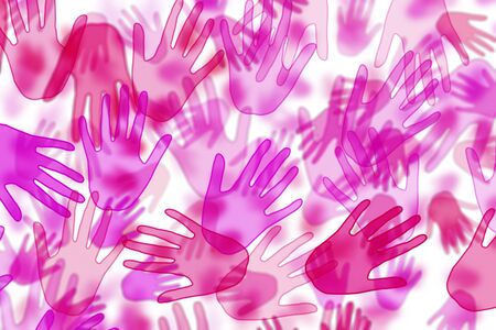 background with hands of different colors drawnの写真素材