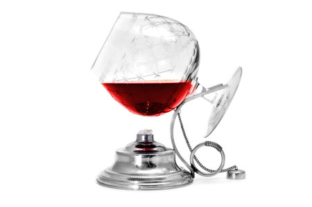vintage cognac and brandy warmer on a white backgroundの写真素材