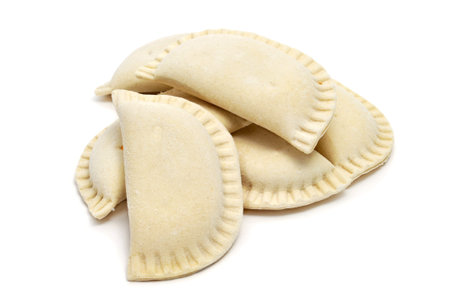 some spanish frozen empanadillas isolated on a white backgroundの写真素材