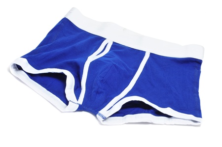 blue men's boxer briefs isolated on a white backgroundの写真素材