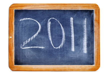 2011 written with chalk in a blackboardの写真素材