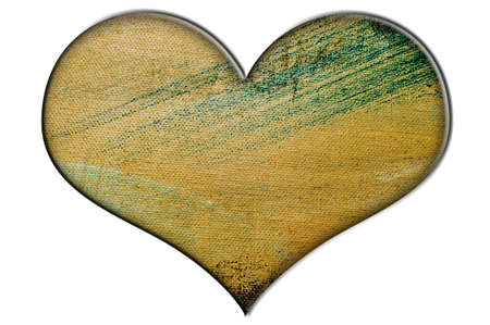 a painted canvas heart isolated on a white backgroundの写真素材