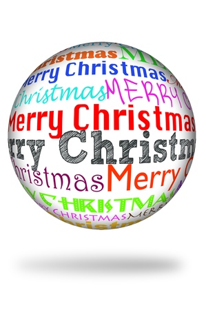 merry christmas written in different colors and different types in a sphereの写真素材