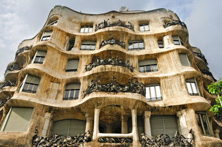 Barcelona, Spain - May 9, 2010: Casa Mila, or La Pedrera, in Barcelona, Spainのeditorial素材
