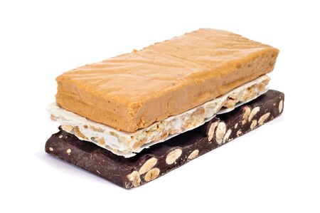 some pieces of different kind o turron, typical Christmas sweet of Spainの写真素材
