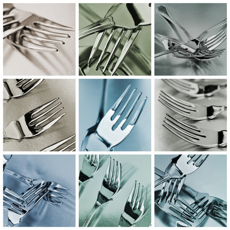 a collage of nine pictures of different cutlery