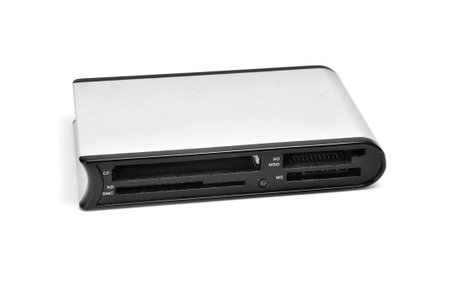 a multiple memory card reader isolated on a white backgroundの写真素材