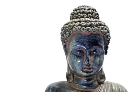 closeup of an image of buddha on a white backgroundの写真素材