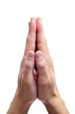 men hands together symbolizing prayer and gratitudeの写真素材