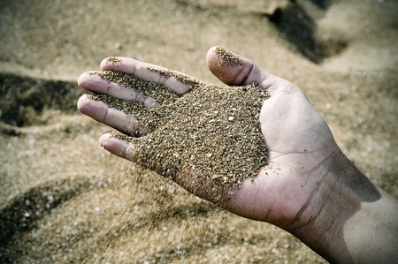 someone missing ground between his handsの写真素材