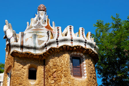 Barcelona, Spain - June 5, 2010: The famous Park Guell in Barcelona, Spain, designed by Antoni Gaudiのeditorial素材